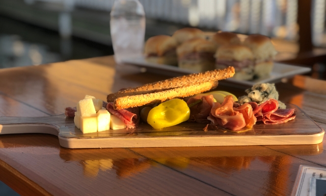Charcuterie board on table