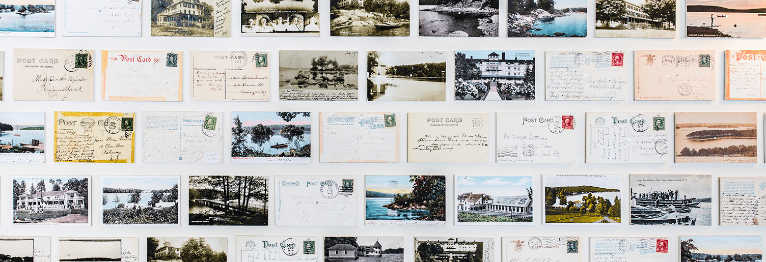 Postcards on the wall at The Windlass Restaurant